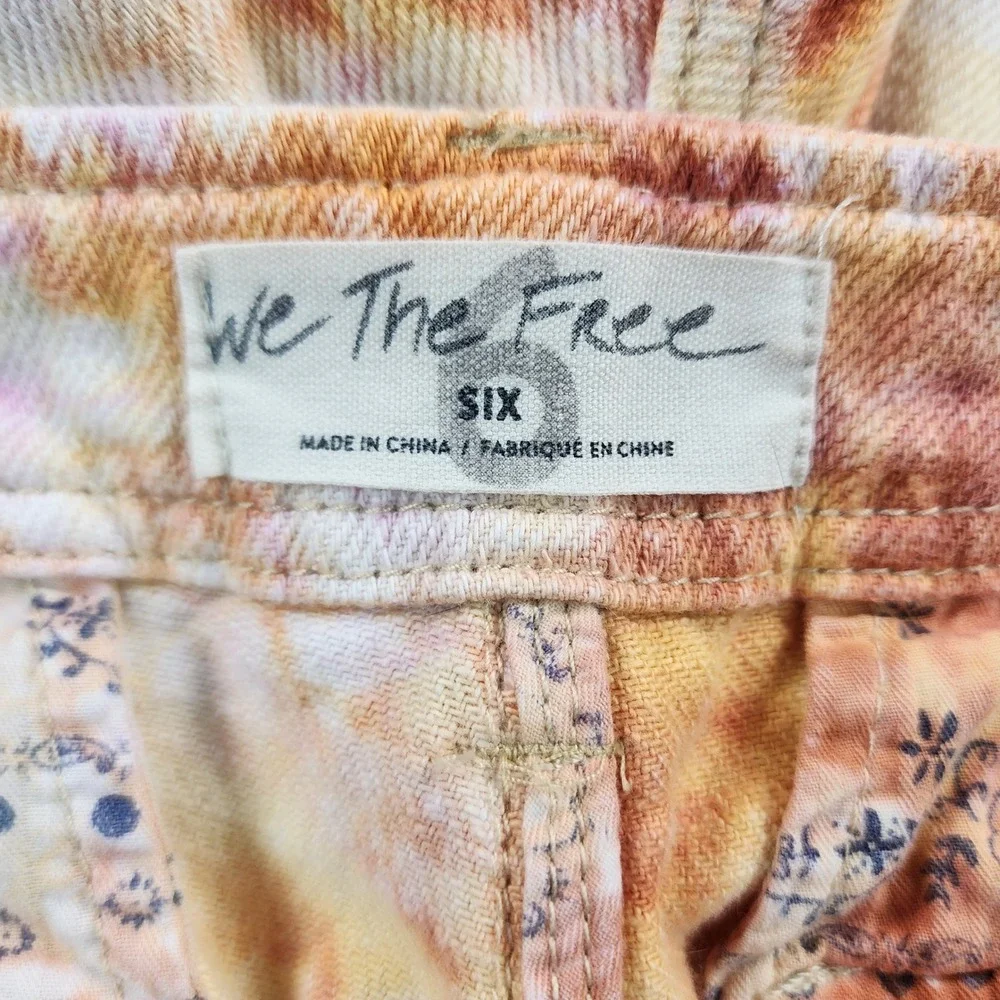 Free People‎ Shes a Legend Tie Dye Bermuda Shorts 6 We The Free Orange Cutoff